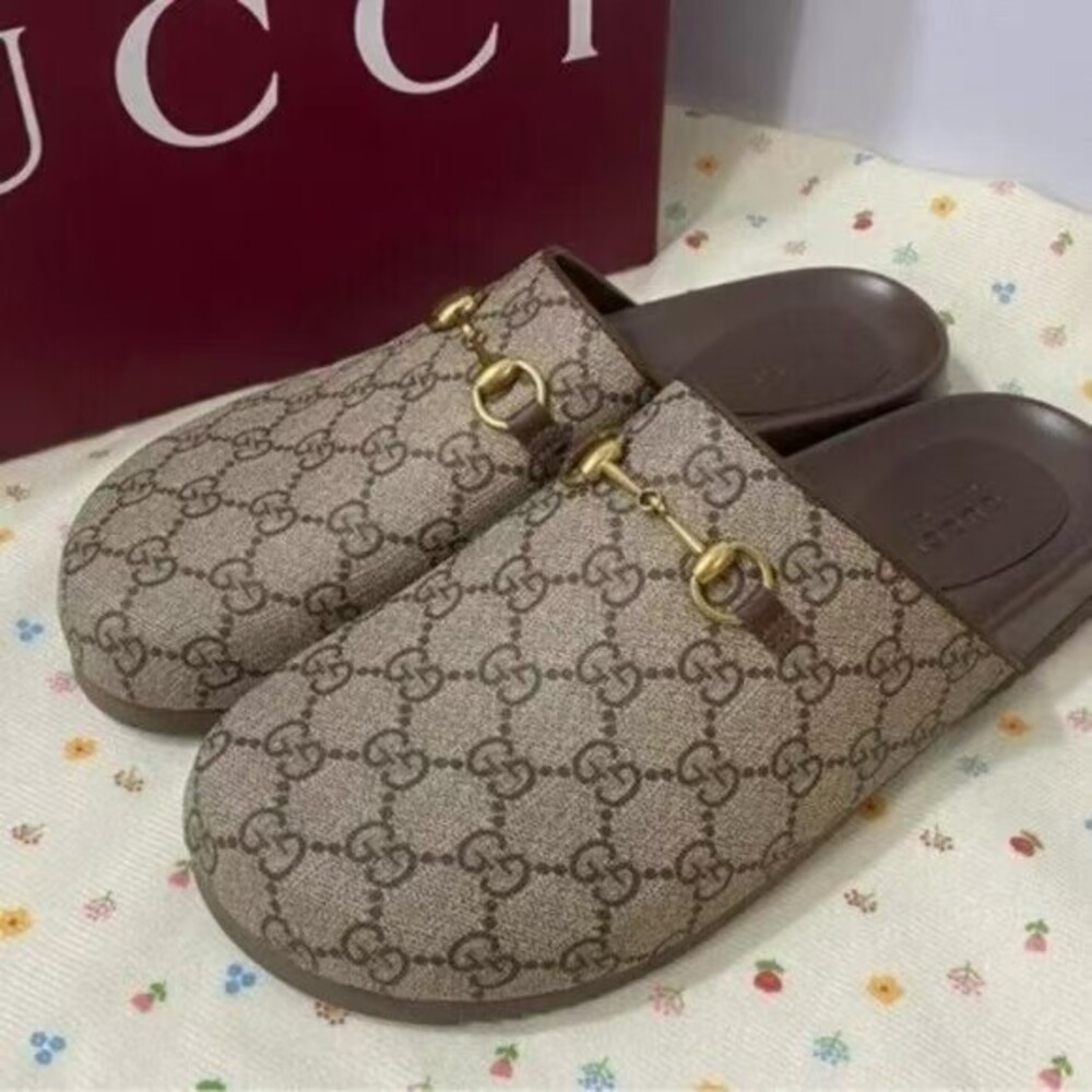 Gucci GG Monogram Horsebit Mule Slides